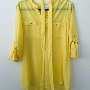 Calvin Klein Women's Long Sleeve Yellow Blouse